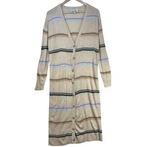 Heartloom Anthropologie Small Dahlia Long Maxi Buttoned Sweater Cardigan Striped